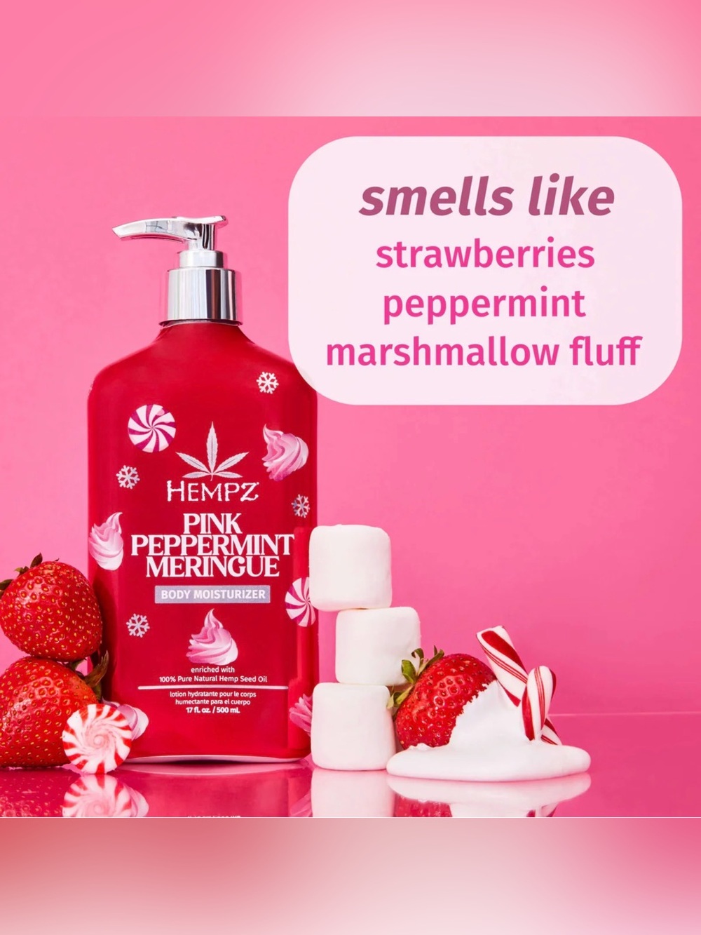 Hempz Pink Peppermint Meringue Body Moisturizer - Red & Pink